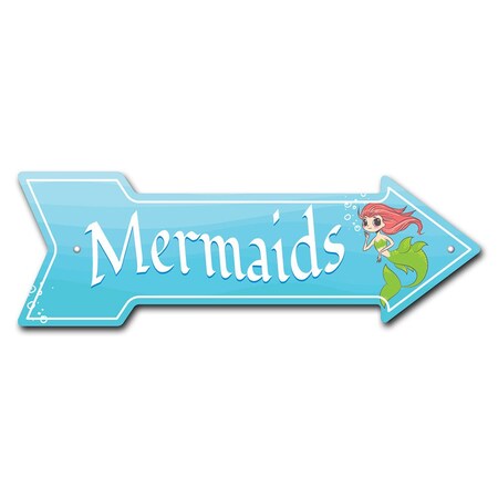 Signmission Mermaids Arrow Sign Funny Home Decor 36in Wide P-ARROW12-999748
